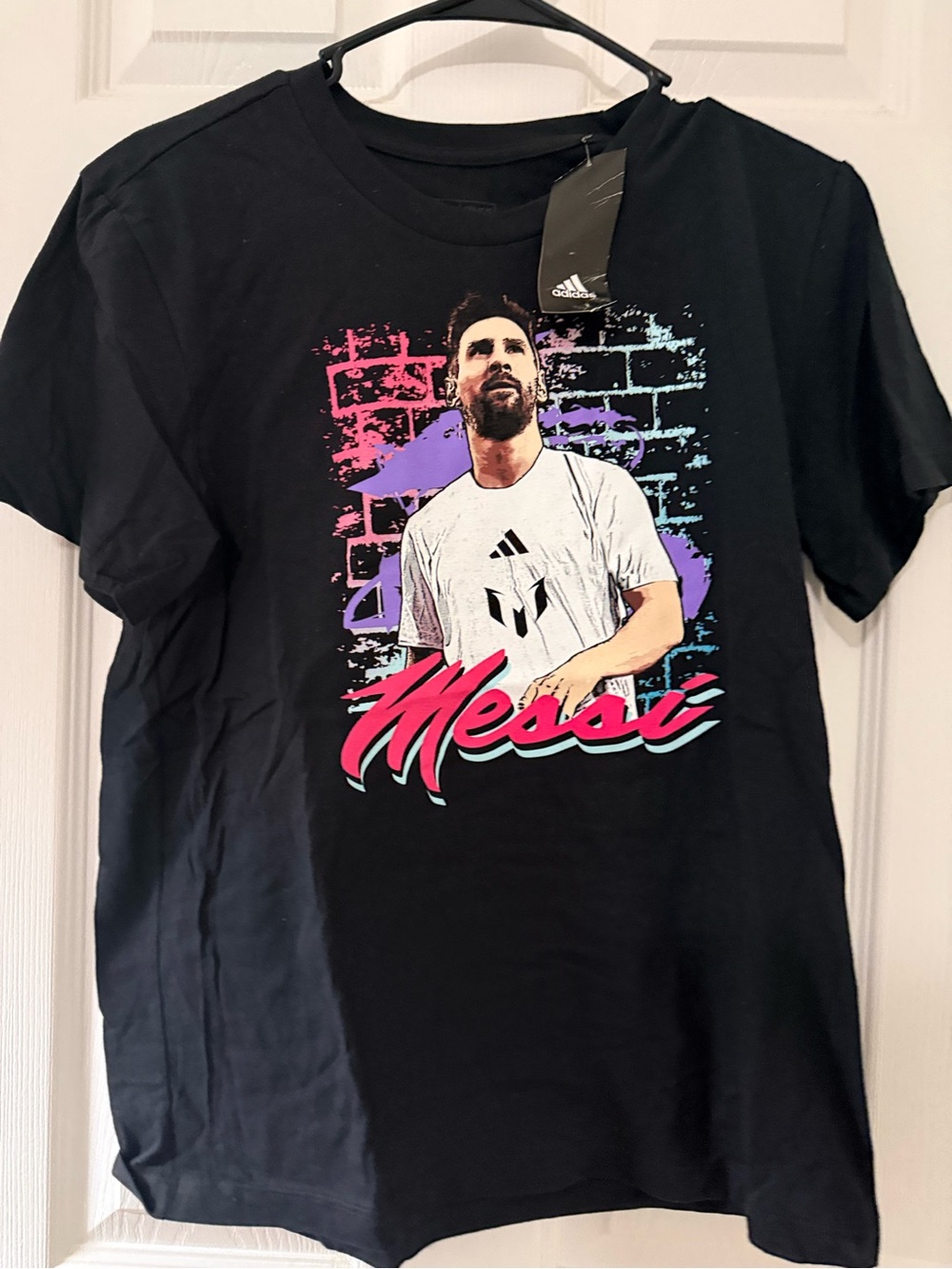 adidas Black Tee with Colorful Messi Graphic